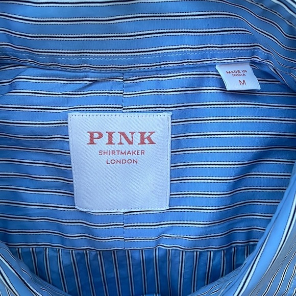 Pink Shirtmaker London Men's Button Down Long Sleeve Shirt, Size Medium - Picture 7 of 13